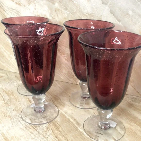 LAST SET! 4 Artland Savannah Purple Bubble Glass 14oz Drinking Glasses Goblets - Picture 8 of 16